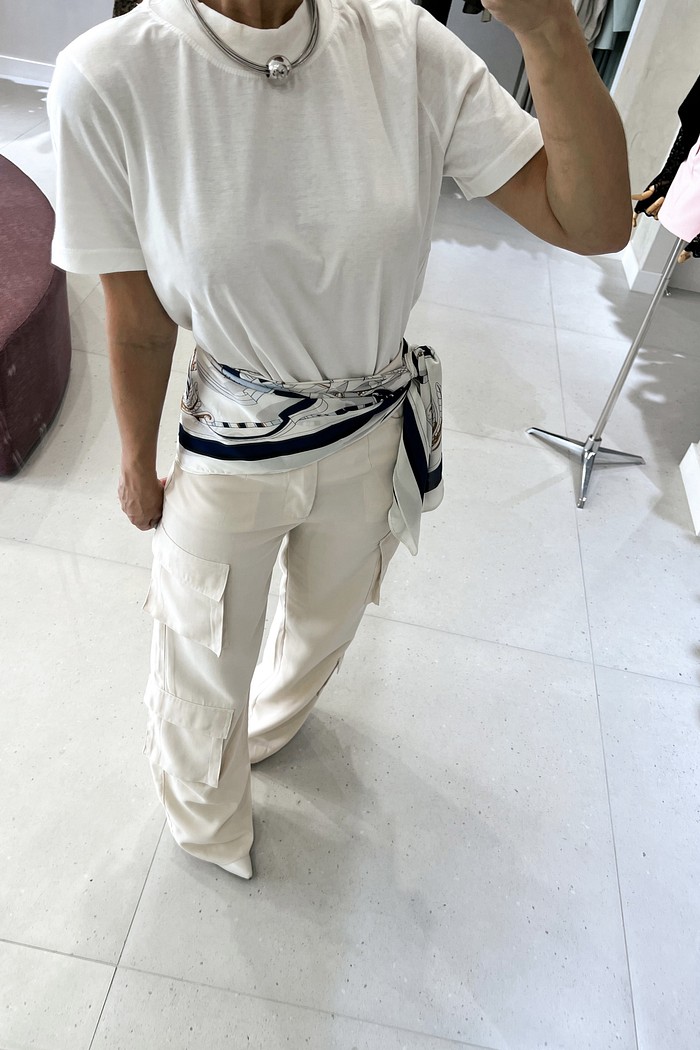 T-shirt Algodão Doce Off-white - Mini Moni