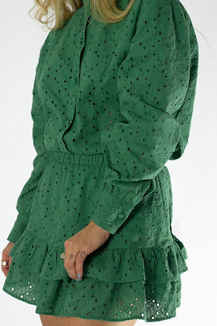 Conjunto Camisa e Saia de Laise Verde Thais - Mini Moni