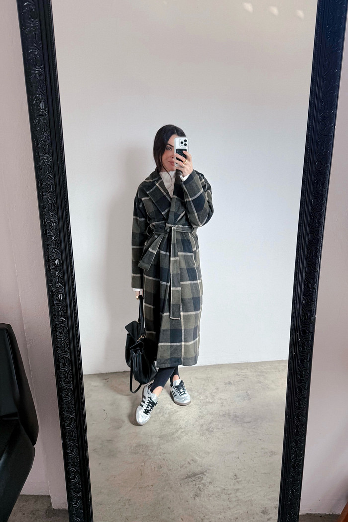 Sobretudo Xadrez de Lã Verde - Mini Moni