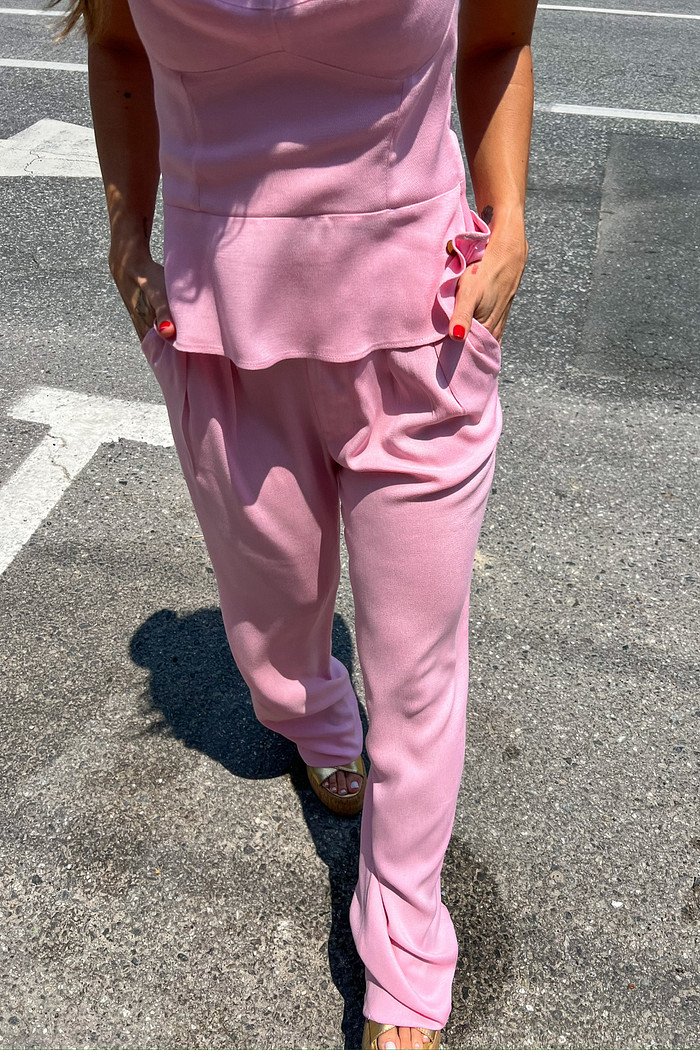 Calça de Alfaiataria Jasmine Rosa Iogurte - Mini Moni