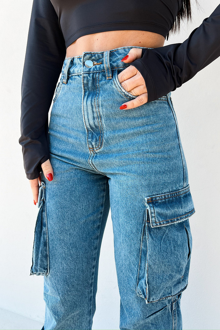 Calça Denim de Bolsos Feminina Luiza - Mini Moni