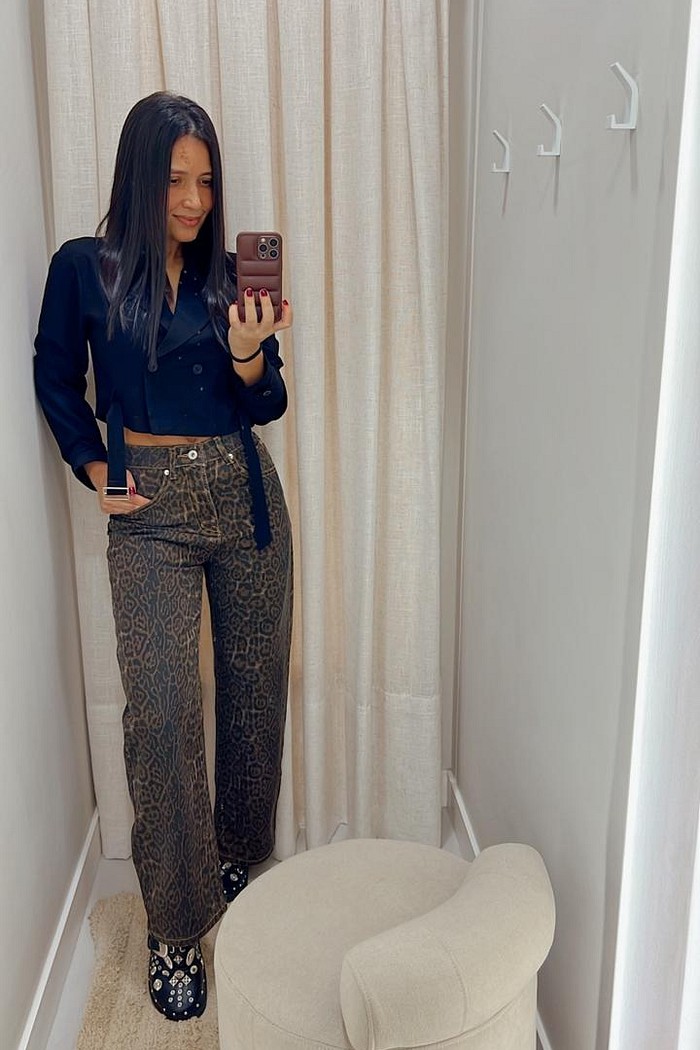 Calça Wide Leg Estampada Onça - Mini Moni