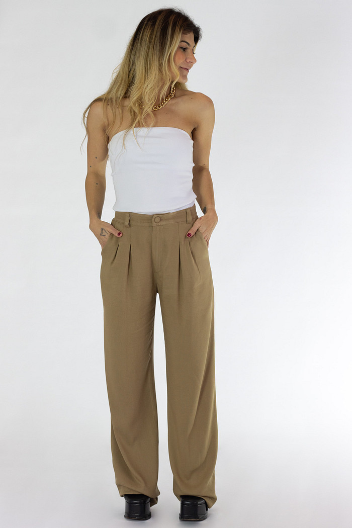 Calça de Alfaiataria Café Gelado Jasmine - Mini Moni