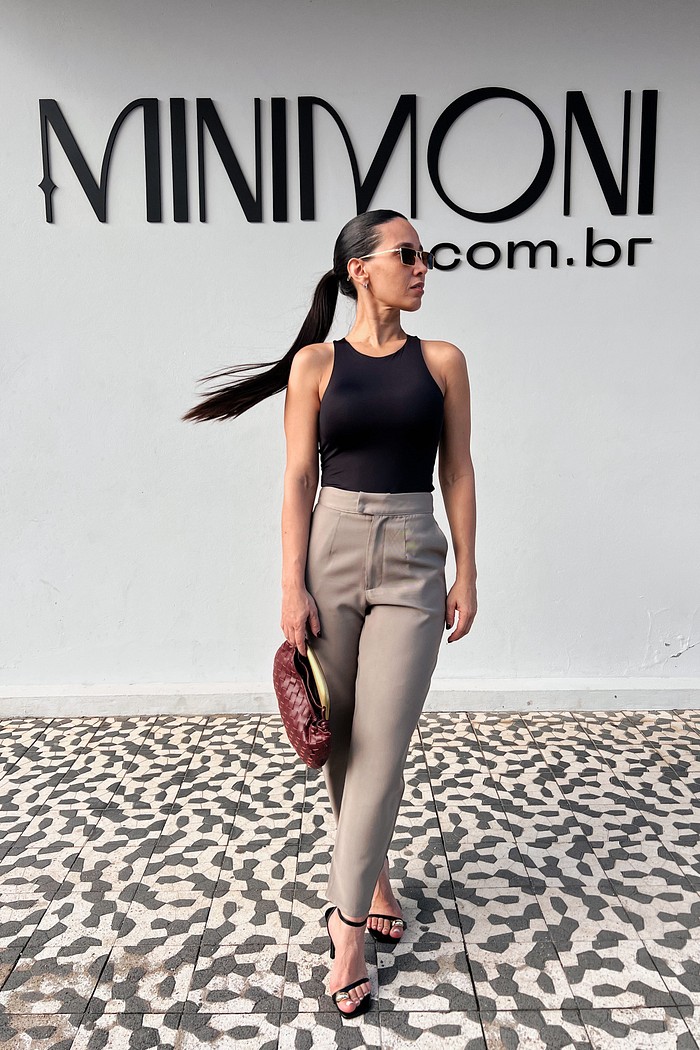 Calça Alfaiataria Verde Khaki Barrel - MiniMoni