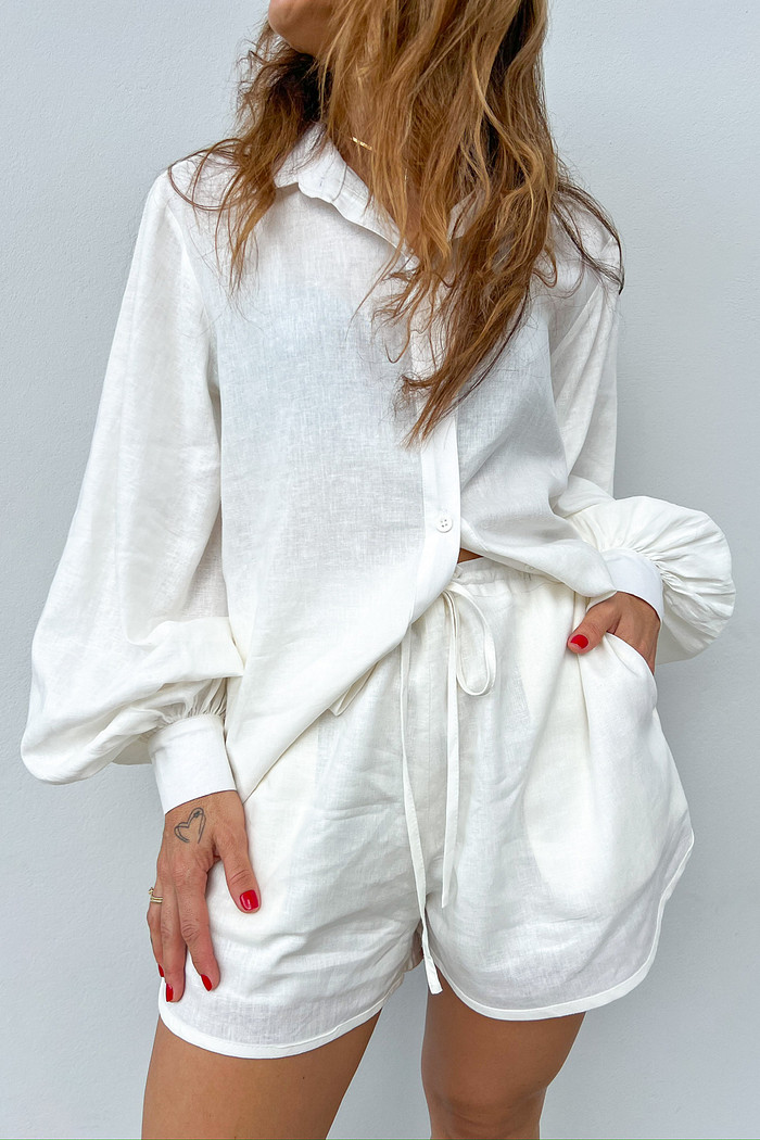 Camisa de Linho Branca Isabel - Mini Moni