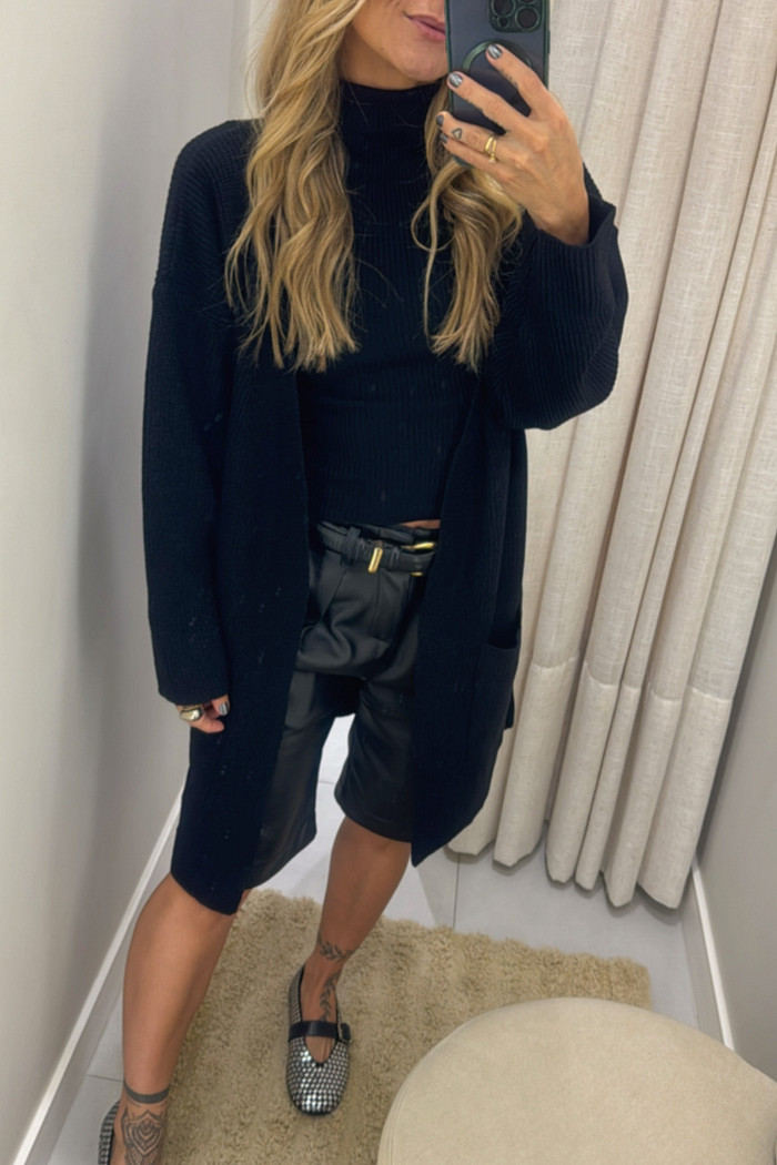 Conjunto Tricô Twin Set Preto- Mini Moni