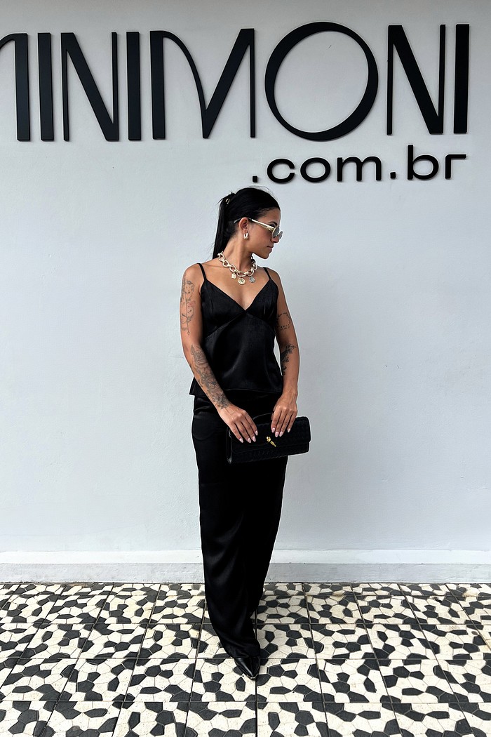 Calça Afaiataria Preta Rosalia - MiniMoni