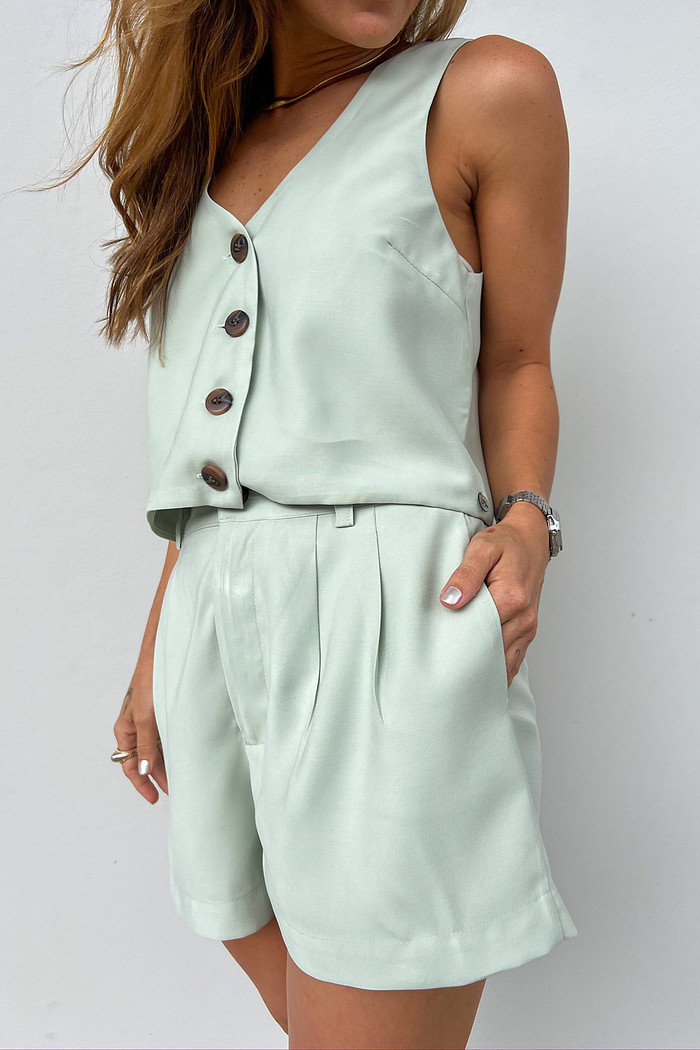 Shorts de Alfaiataria Verde Pistache Elise  - Mini Moni