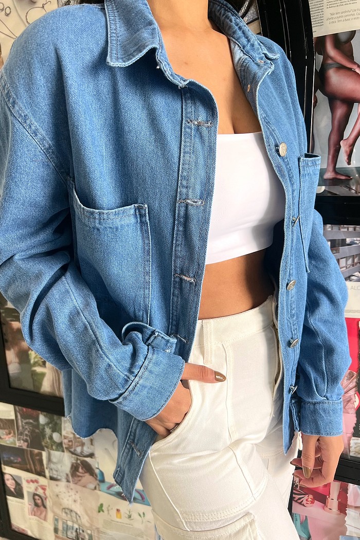 Camisa Denim Feminina Bianca - Mini Moni