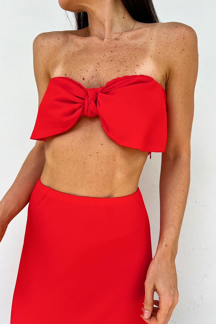 Top Tomara Que Caia Vermelho de Laço Pillar - Mini Moni