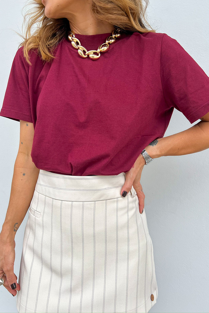 T-shirt Algodão Doce Vinho - Mini Moni