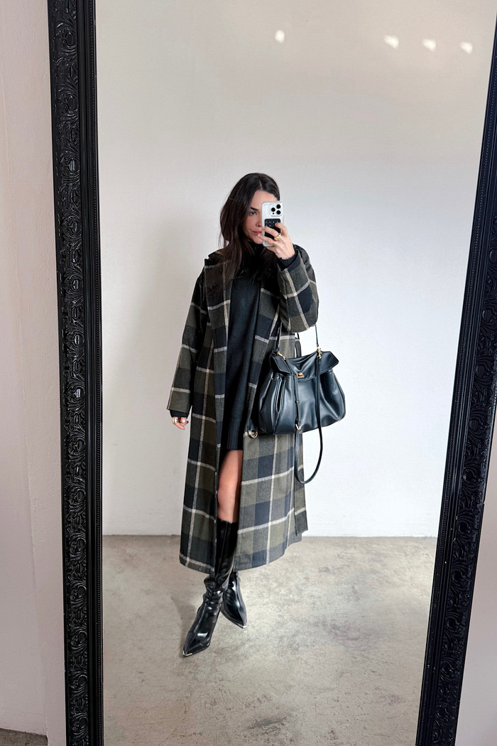 Sobretudo Xadrez de Lã Verde - Mini Moni