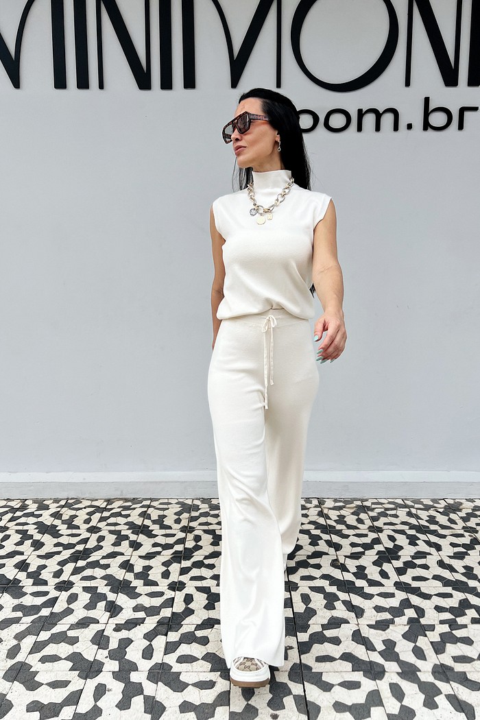 Conjunto De Linho Bege  Paloma  - MiniMoni