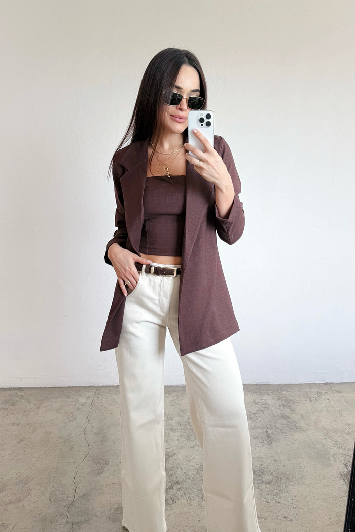 Maxi Blazer Regi Marrom - Mini Moni