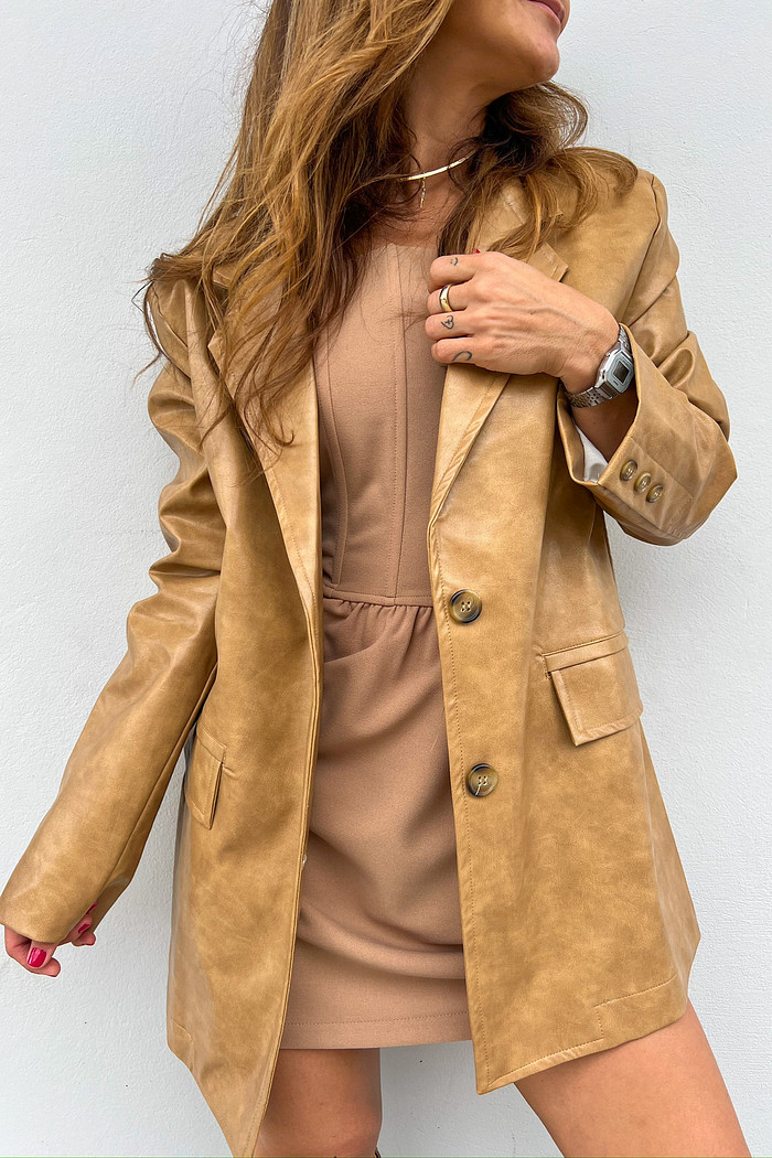 Blazer de Couro Andrieli Couro Claro - Mini Moni