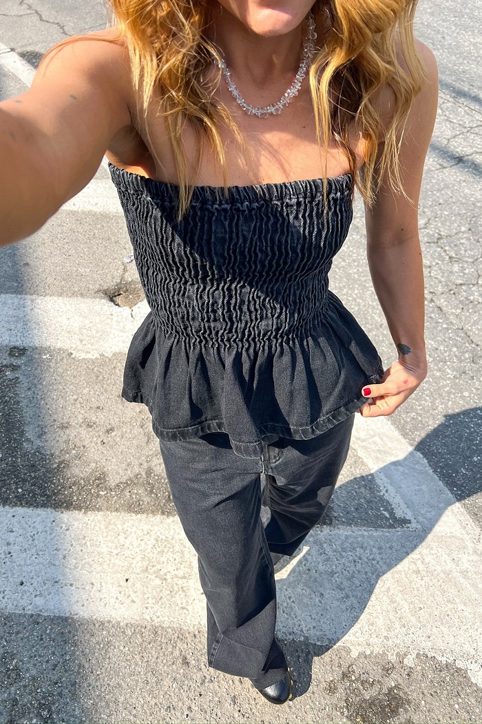 Tomara que Caia Denim Mel Preto - MiniMoni