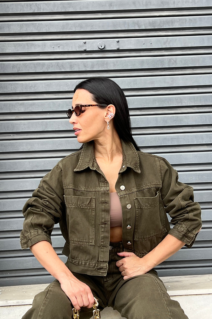 Jaqueta Jeans  Verde Militar Aryna - MiniMoni