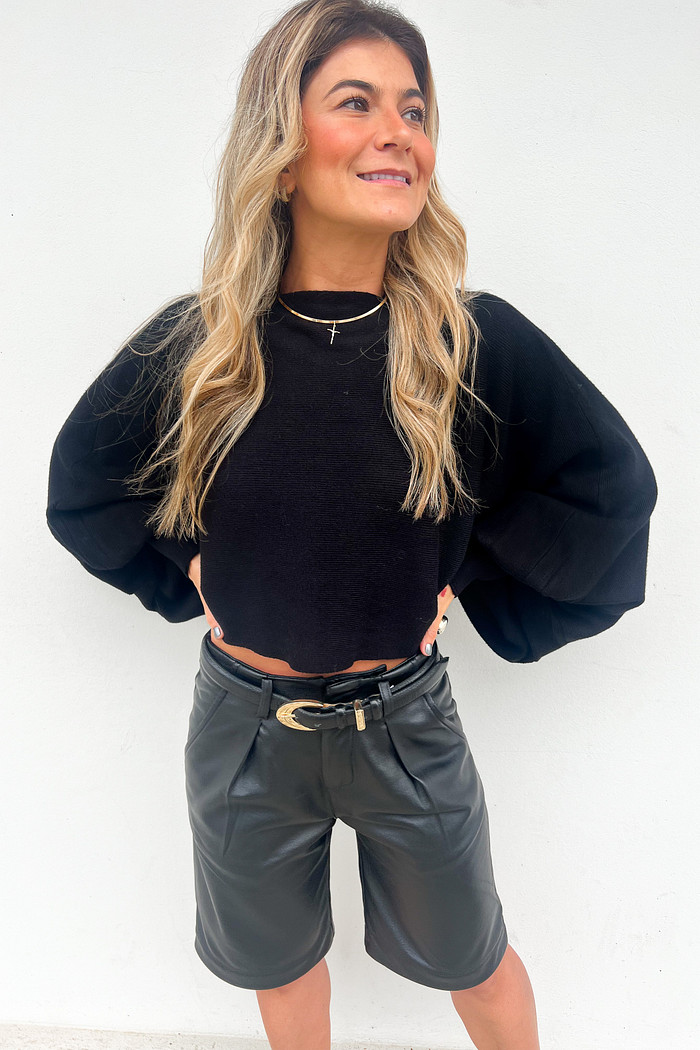 Blusão Modal Monique Preto- Mini Moni