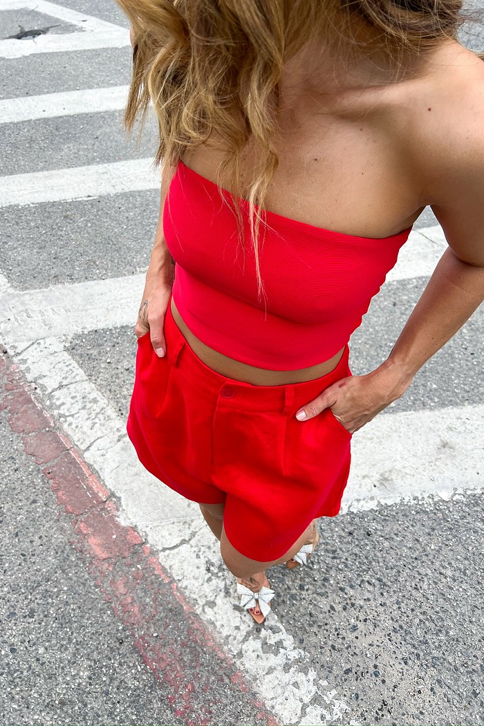 Top Tomara Que Caia La Rouge Vermelho Vibrante Feminino - Minimoni