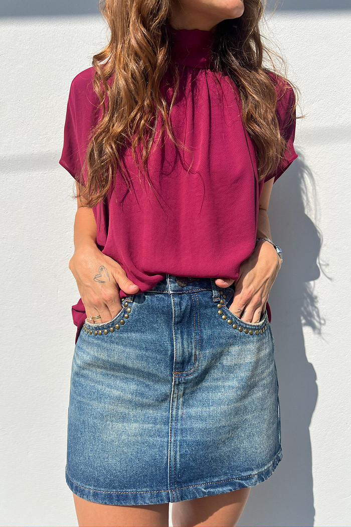 Bata de Poliéster Vinho Camile - Mini Moni