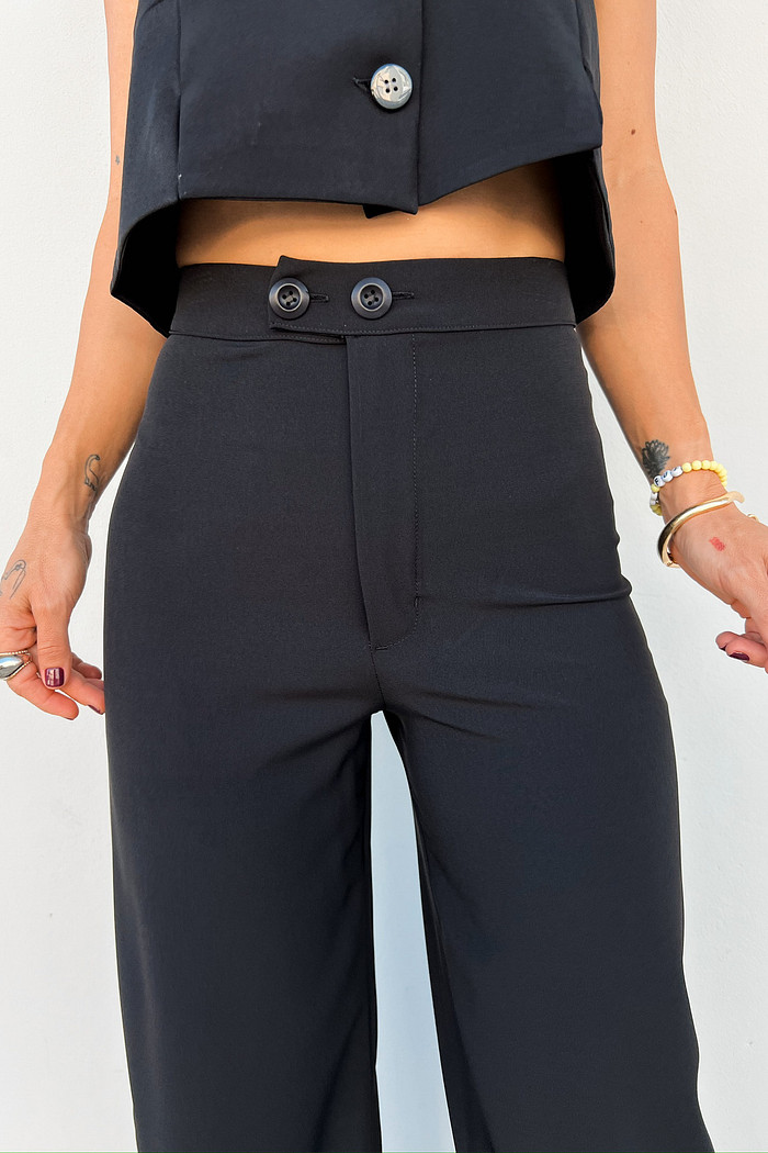 Calça Slim Pantalona Lorena Preta - Mini Moni