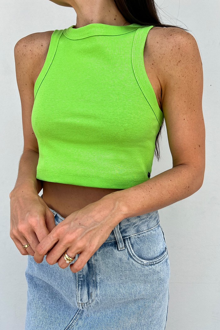 Cropped Básico Canelado Bianca Verde Lima - Mini Moni