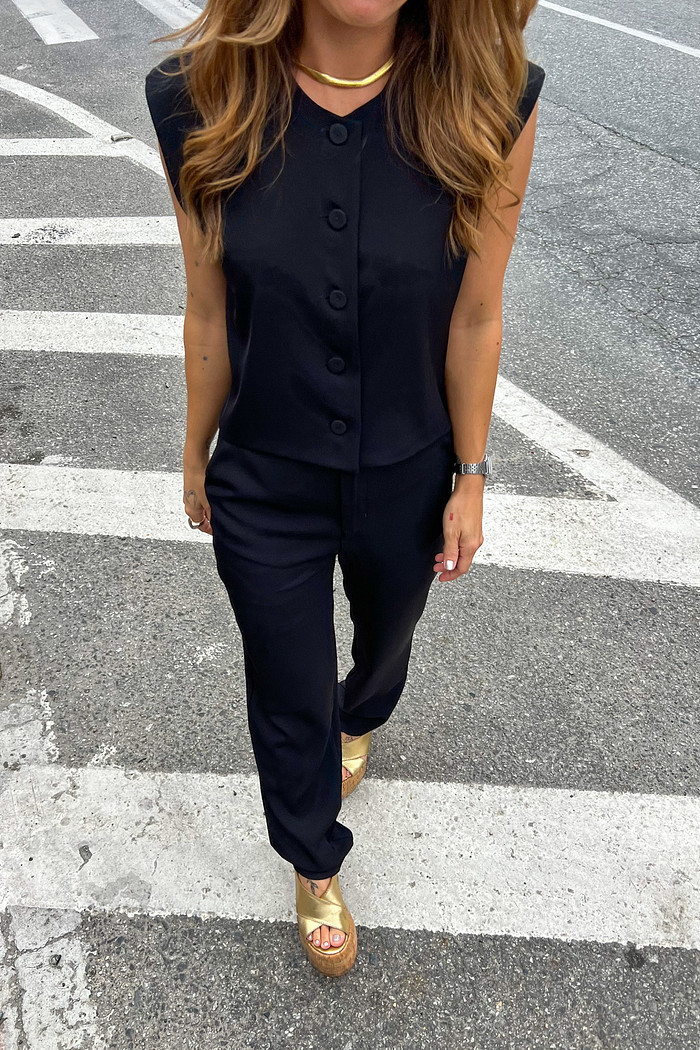 Calça de Alfaiataria Feminina Preta Benita - Mini Moni