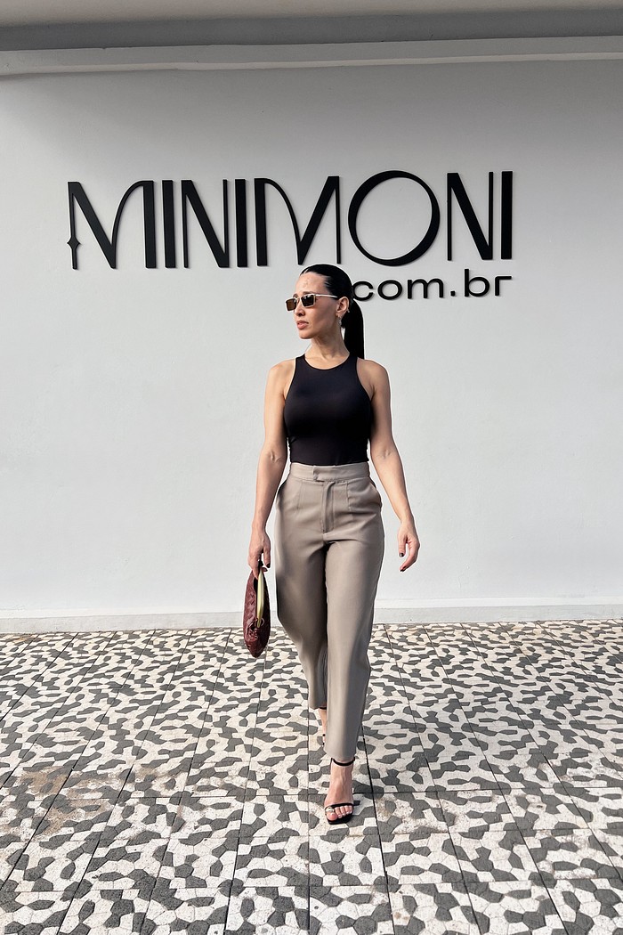 Calça Alfaiataria Verde Khaki Barrel - MiniMoni