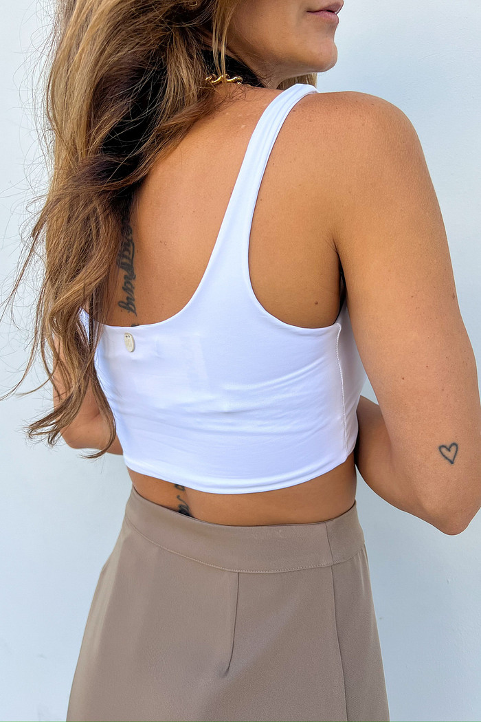 Top Com Alça Feminino Branco Abigail - Mini Moni