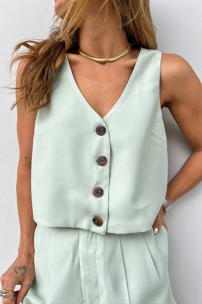 Colete de Alfaiataria Feminino Verde Pistache Elise - Mini Moni