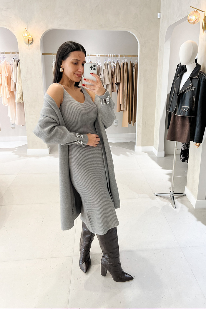 Conjunto Becky de Lã Cinza - Mini Moni