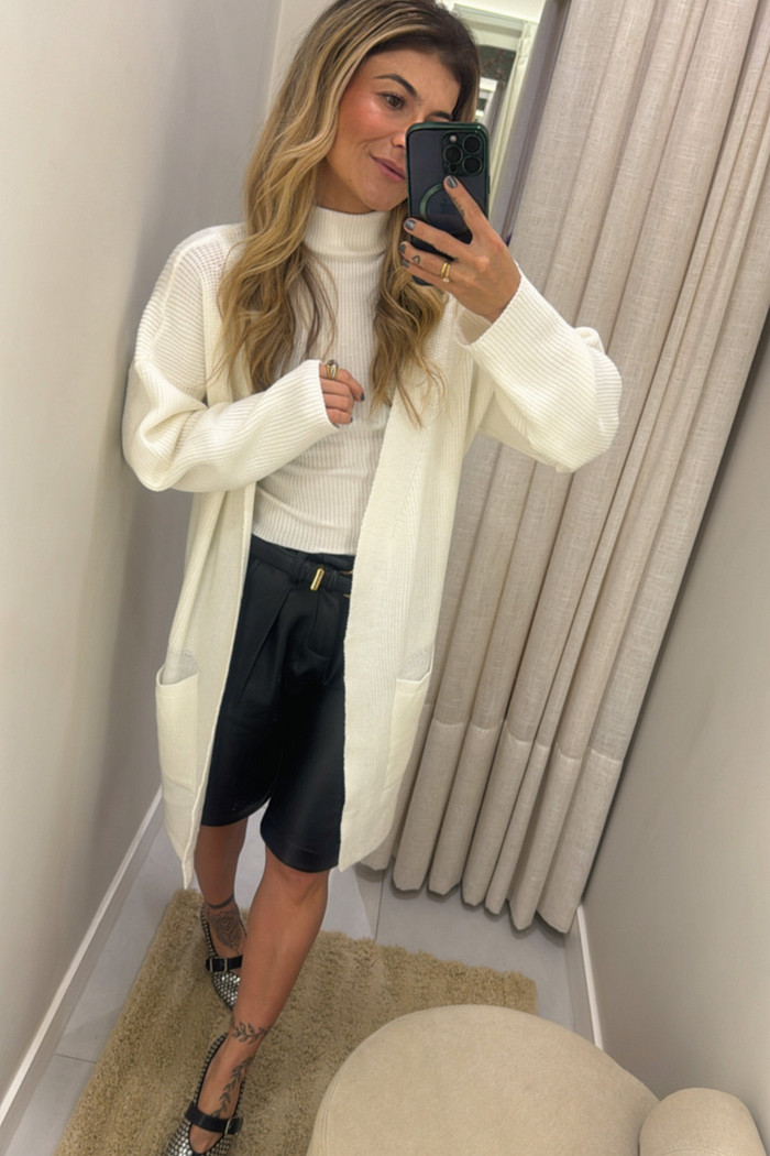 Conjunto Tricô Twin Set Off-White - Mini Moni