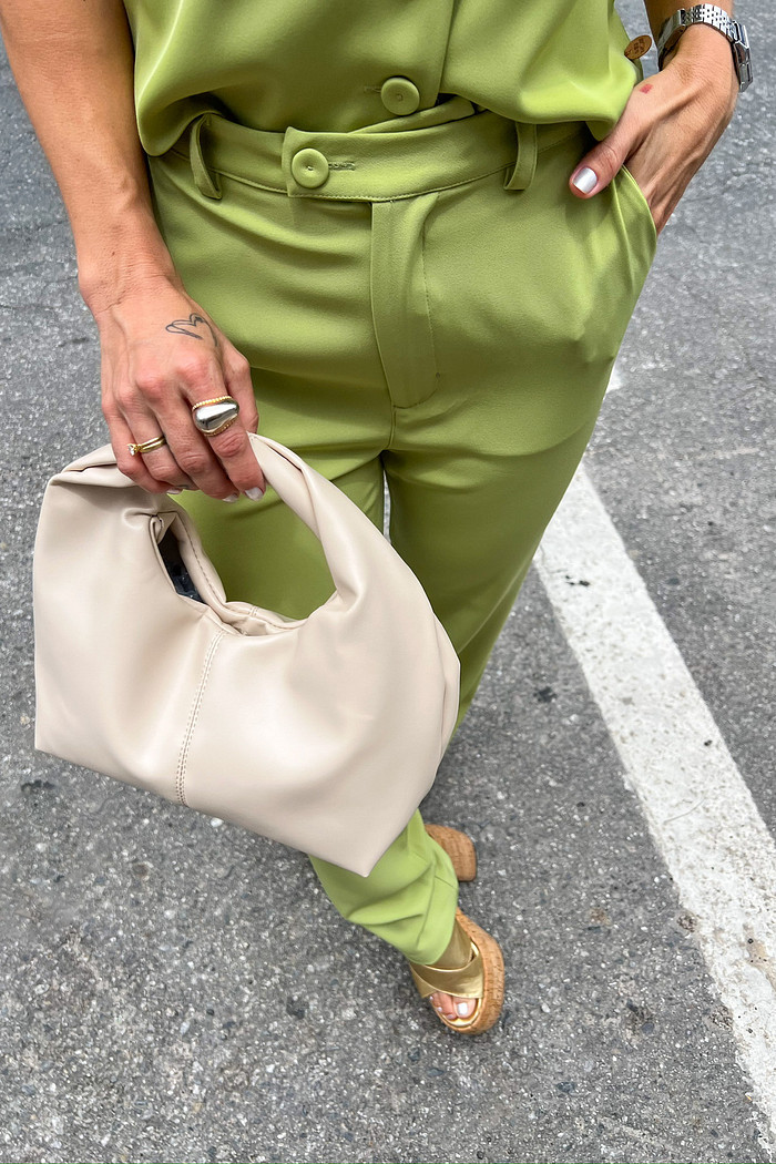 Calça de Alfaiataria Feminina Verde Matcha Benita - Mini Moni