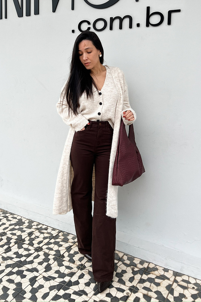 Calça de Sarja Paola Marrom - Mini Moni