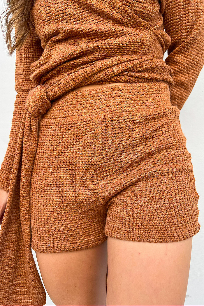 Shorts de Tricô Ocre Liza - Mini Moni