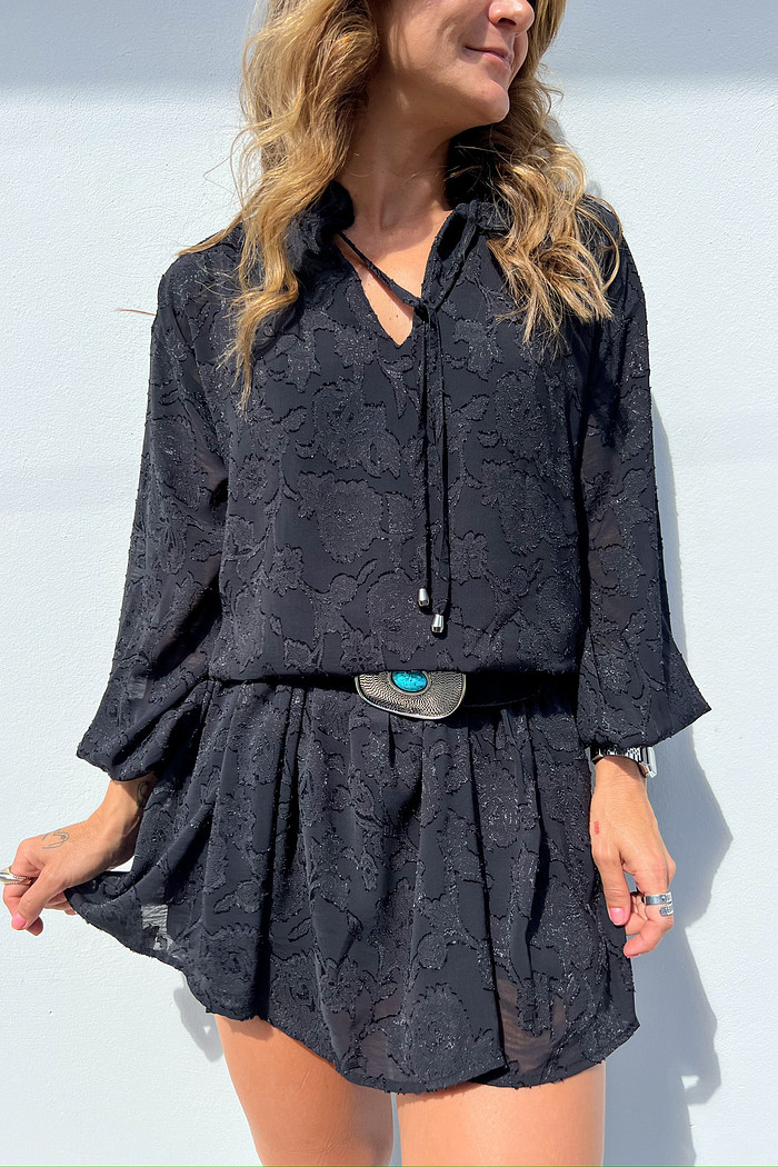 Vestido Bordado Preto Eloíse - Mini Moni