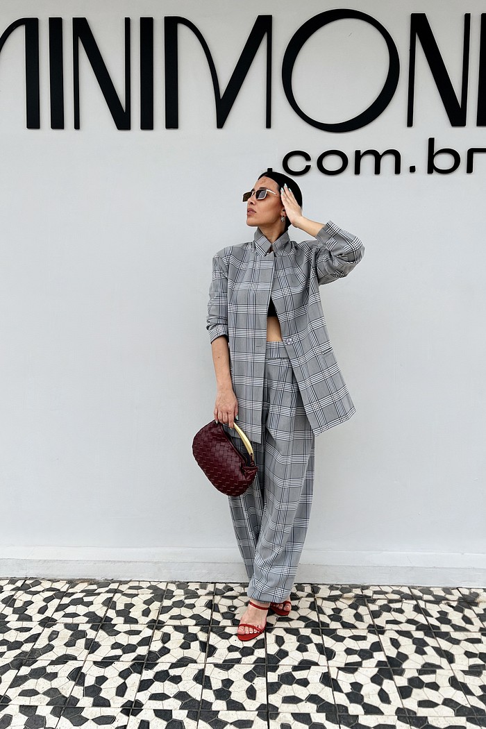 Calça Barrel Xadrex Polly - MiniMoni