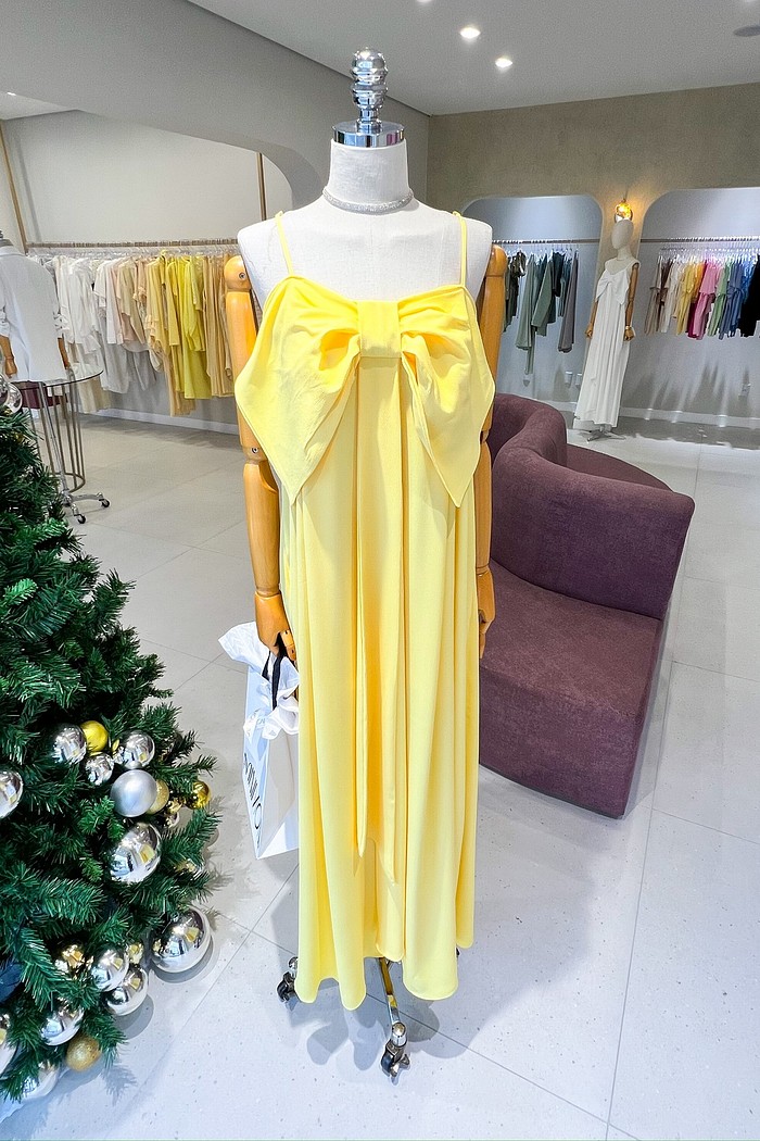 Vestido Longo Amarelo Ouro Lady - MiniMoni