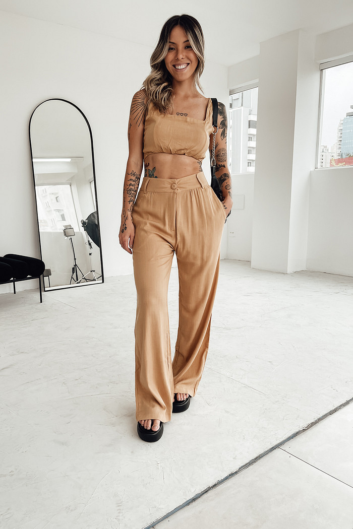 WIDE LEG VANILLA CAPUCCINO