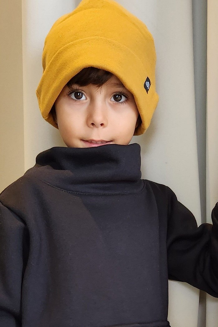 Touca Gorro Infantil Flanelada Moletom Mostarda