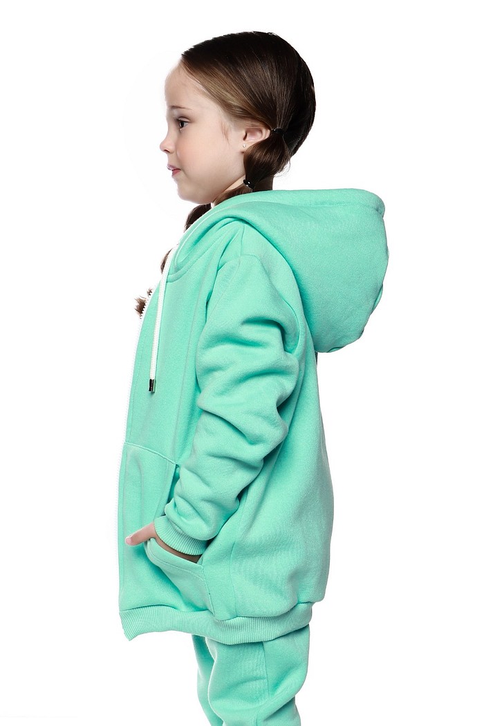 Casaco Infantil Moletom Felpado Zíper e Capuz Verde Menta