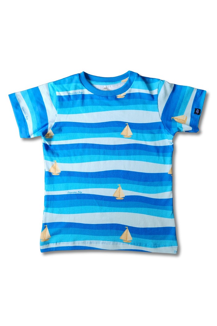 Camiseta Infantil Manga Curta Algodão Sustentável Premium Balanço do Mar