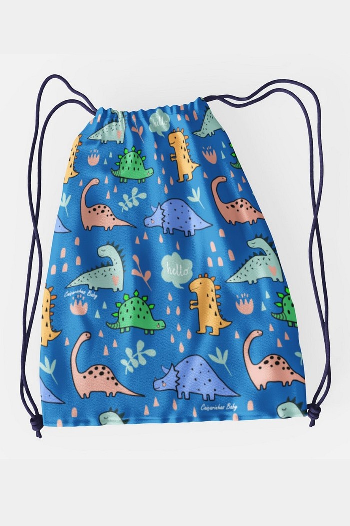 Sacochila Azul Dinossauros