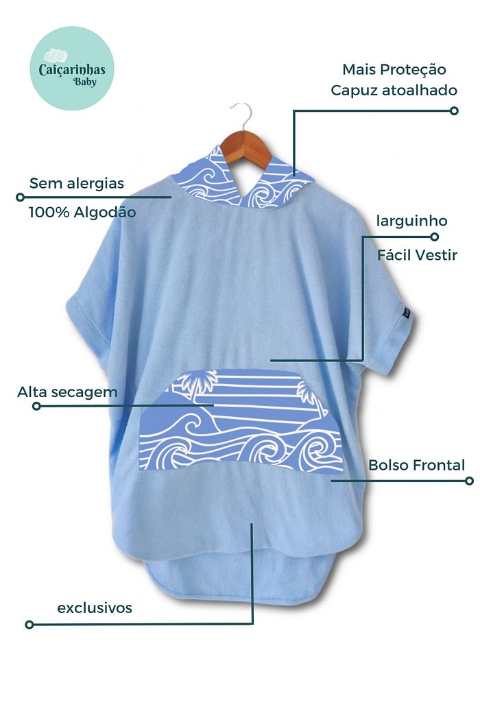 Roupão Poncho UV Azul Beach On