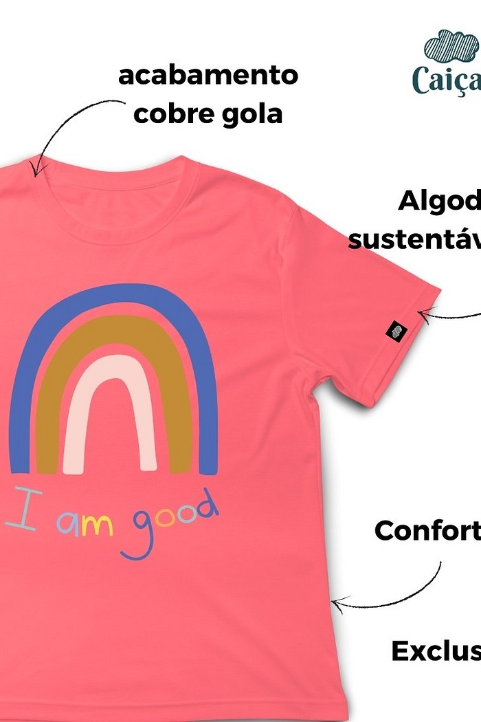 Camiseta Infantil Manga Curta Algodão Premium Laranja I'm Good
