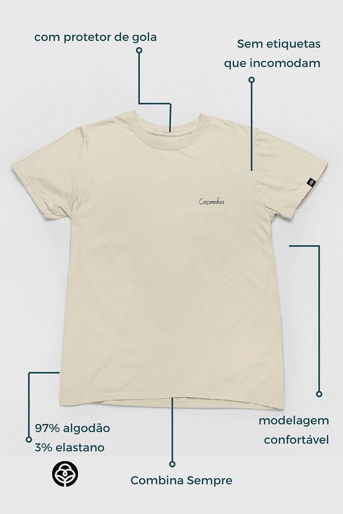 Camiseta Cotton Básica Toque macio e confortável Bege Promocional
