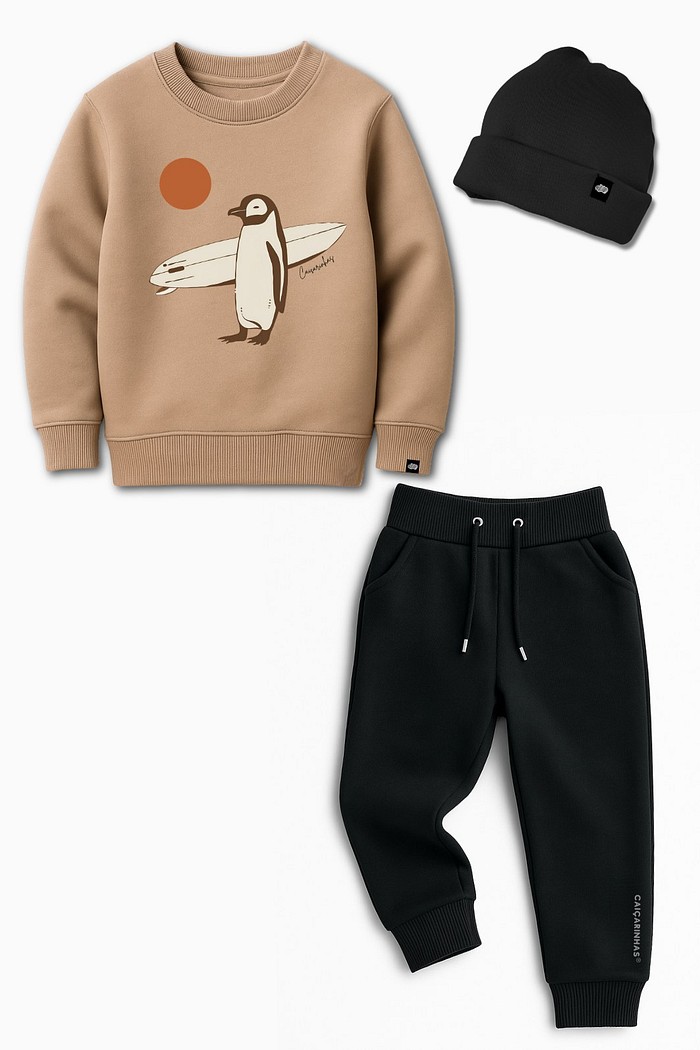 Kit Caiçara Soul Surf Touca + Blusão + Calça Jogger