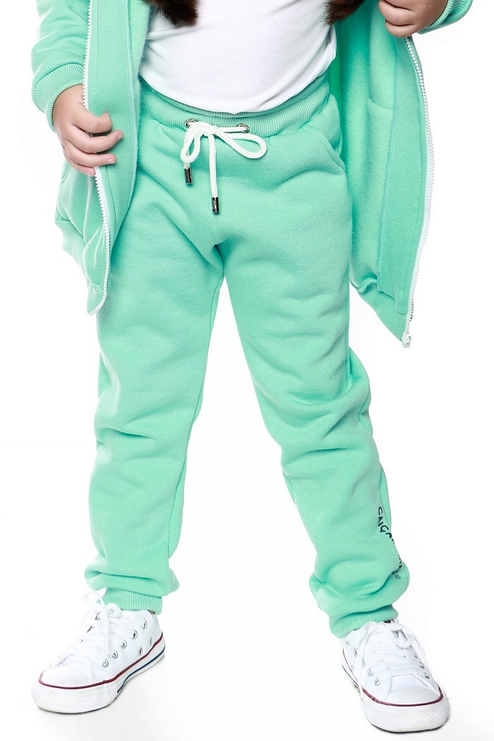 Calça Infantil Jogger Verde Menta Caiçarinhas com Ajuste na Cintura e Moletom Flanelado