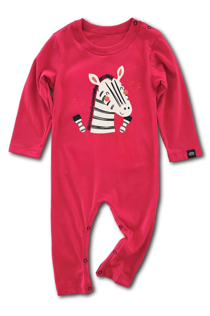 Macacão Bebê Longo Manga Longa Vermelho Zebra