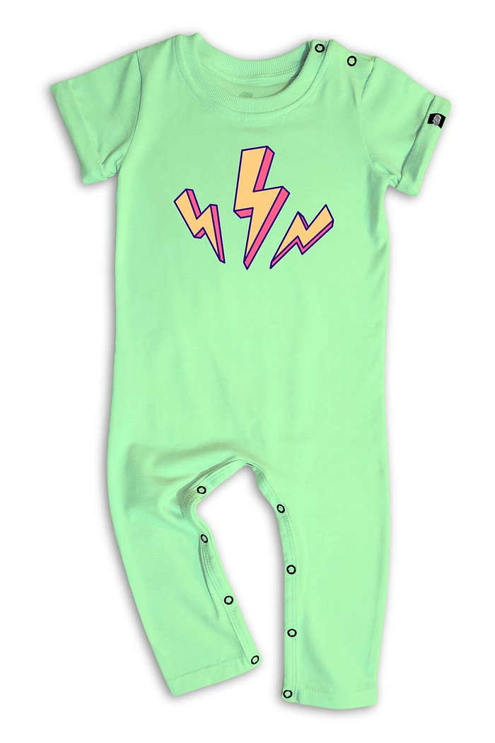 Macacão Bebê Longo Manga Curta Verde Claro Energy